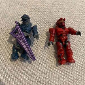 Halo Wars Red and Blue Action Figures Mega Bloks UNSC Scorpio Minifigure